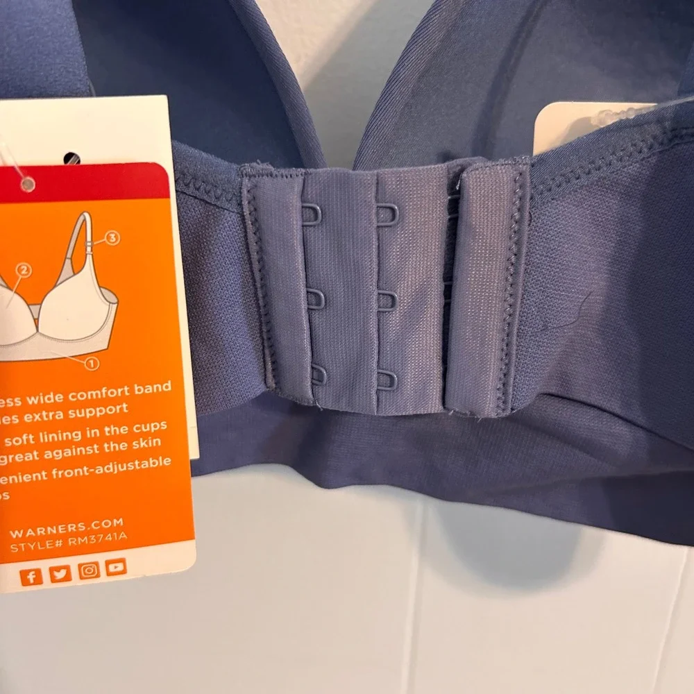 Warners Elements of Bliss Wire-Free Bra Blue RM3741A 38C Convertible Straps NEW